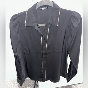 Elegant Black Women's Top with Studded Details
